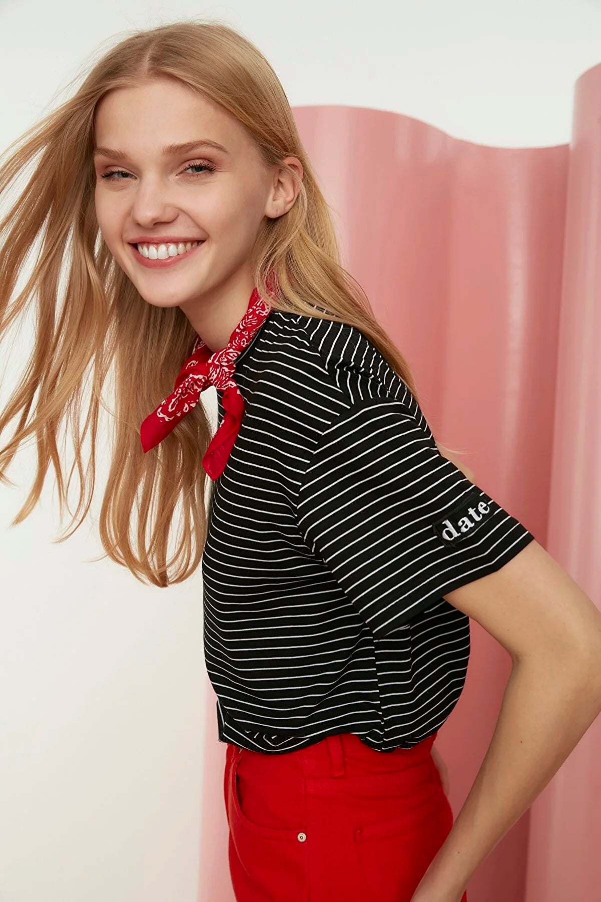 Black Striped Loose Knitted T-Shirt