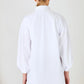 White Balloon Back Sleeve Long Pocket Detailed Basic Woven Shirt