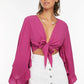 Fuchsia Flywheel Detailed Viscose Beach Blouse