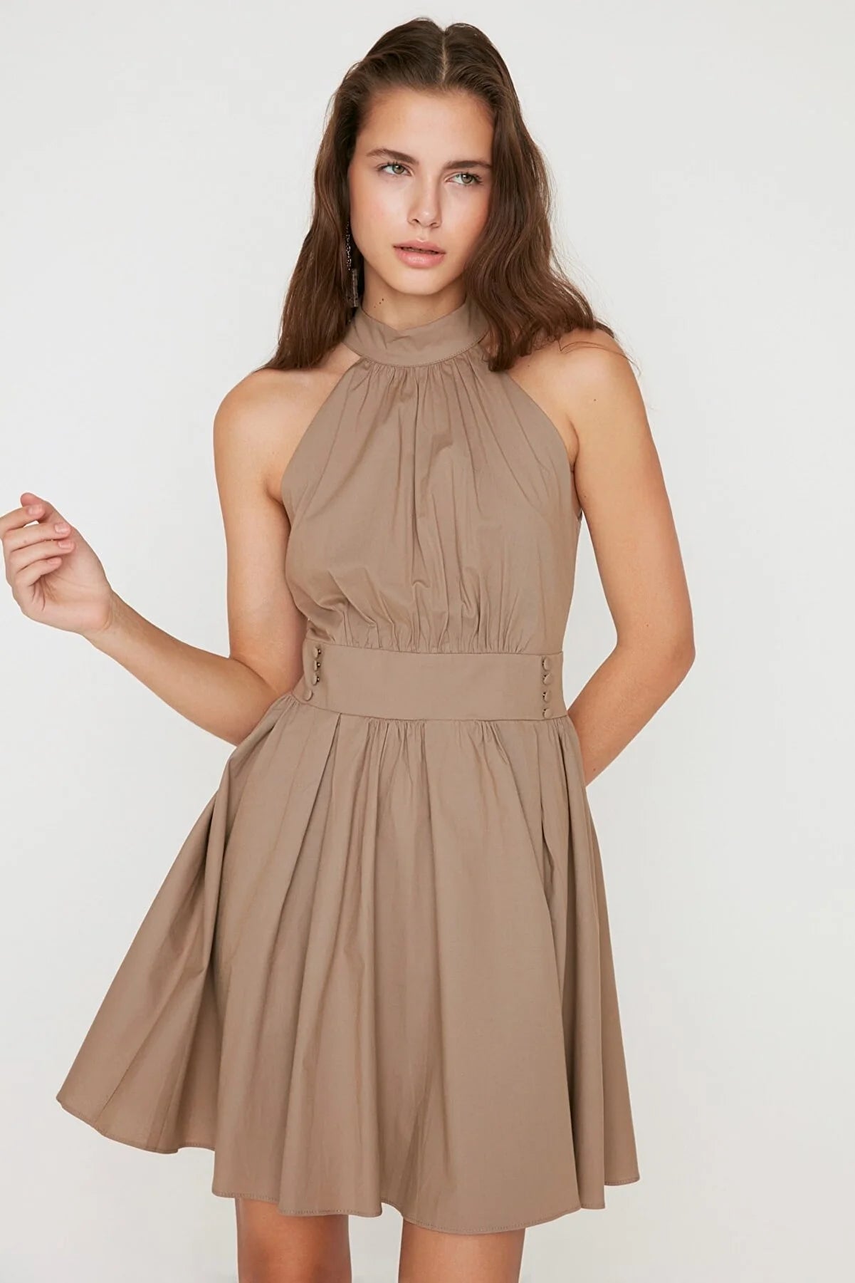 Taba Halter Neck Ruffle Dress