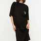 Black Embroidered Wide Cut Knitted Dress