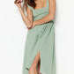 Mint Square Neck Slit Detailed Knitted Dress