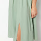 Mint Square Neck Slit Detailed Knitted Dress