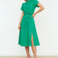 Green Belted Sleeve Detailed Dress