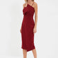 Claret Red Collar Detailed Dress