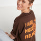 Brown Back Printed Loose Pattern Knitted T-Shirt
