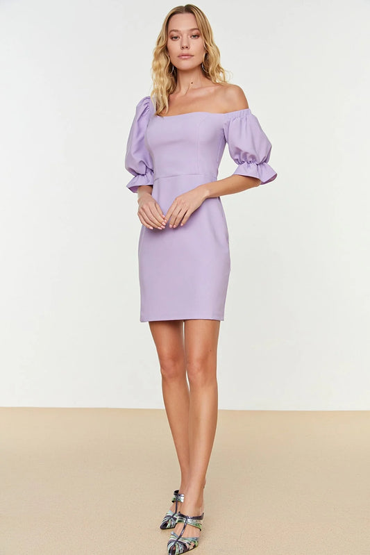 Lilac Poplin Detailed Dress