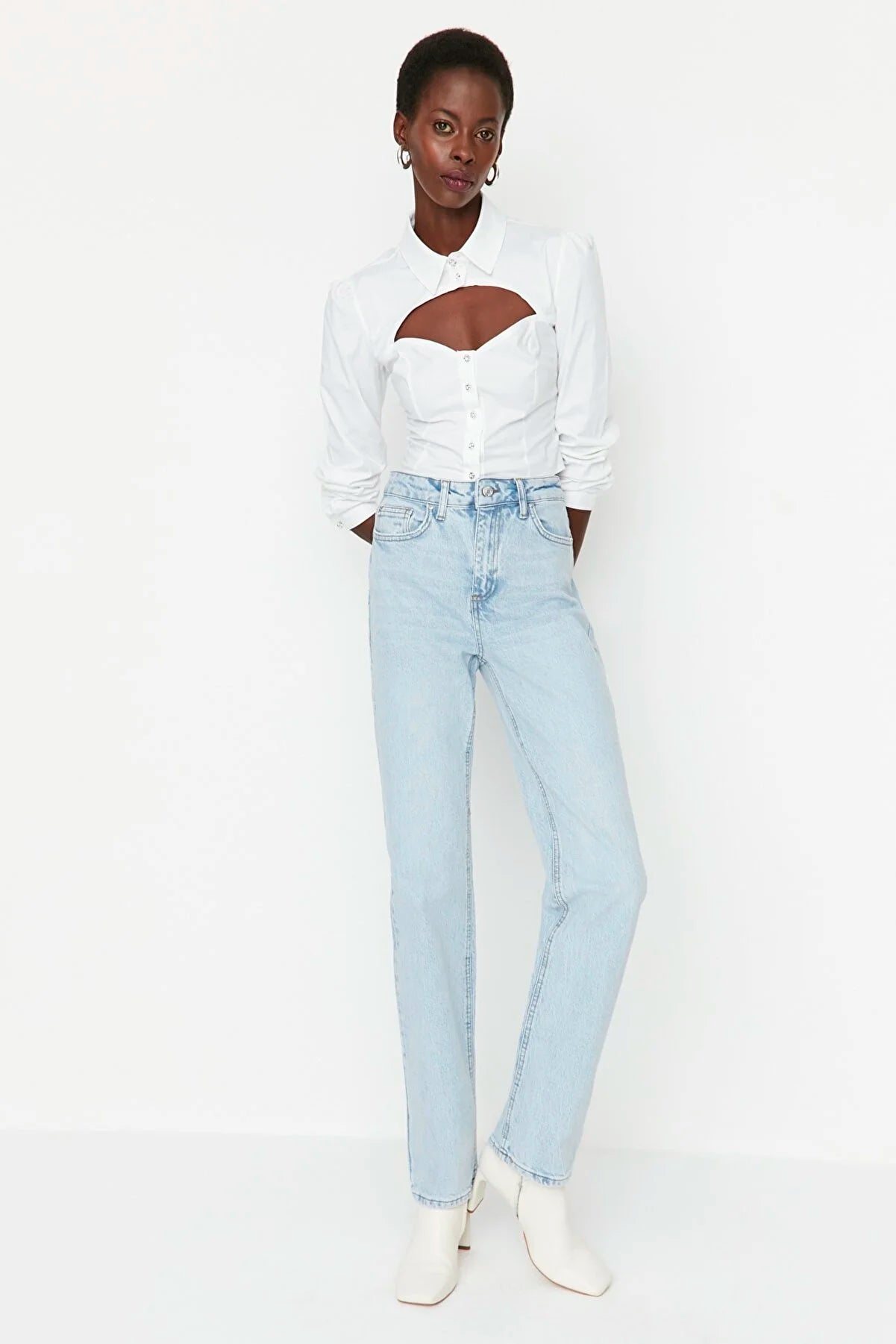 Light Blue High Waist Bootcut Jeans
