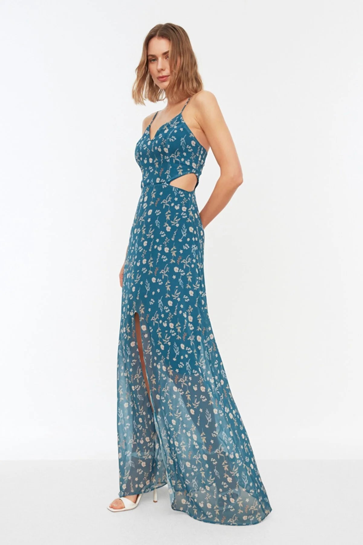 Multicolored Slit Detailed Dress