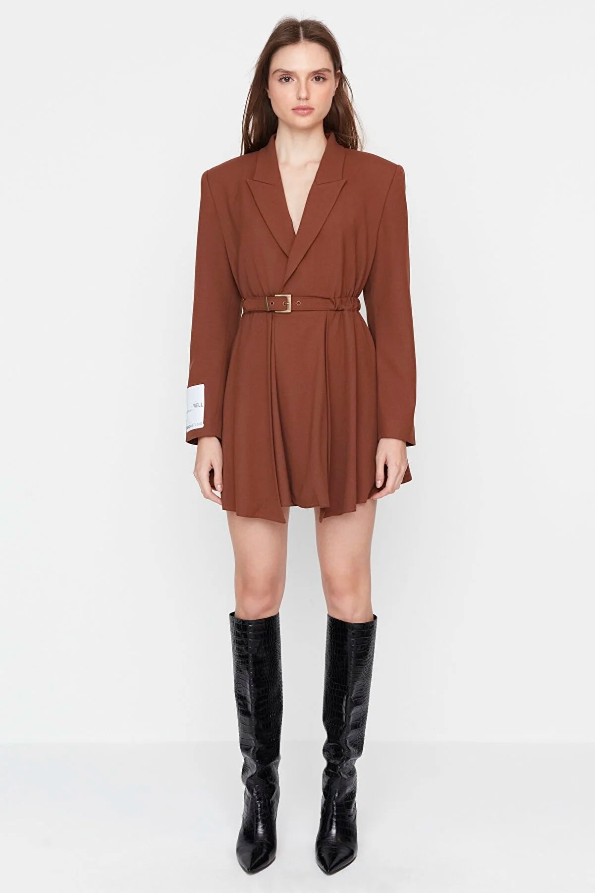 Sagaza Studio Brown Belt Detailed Dress