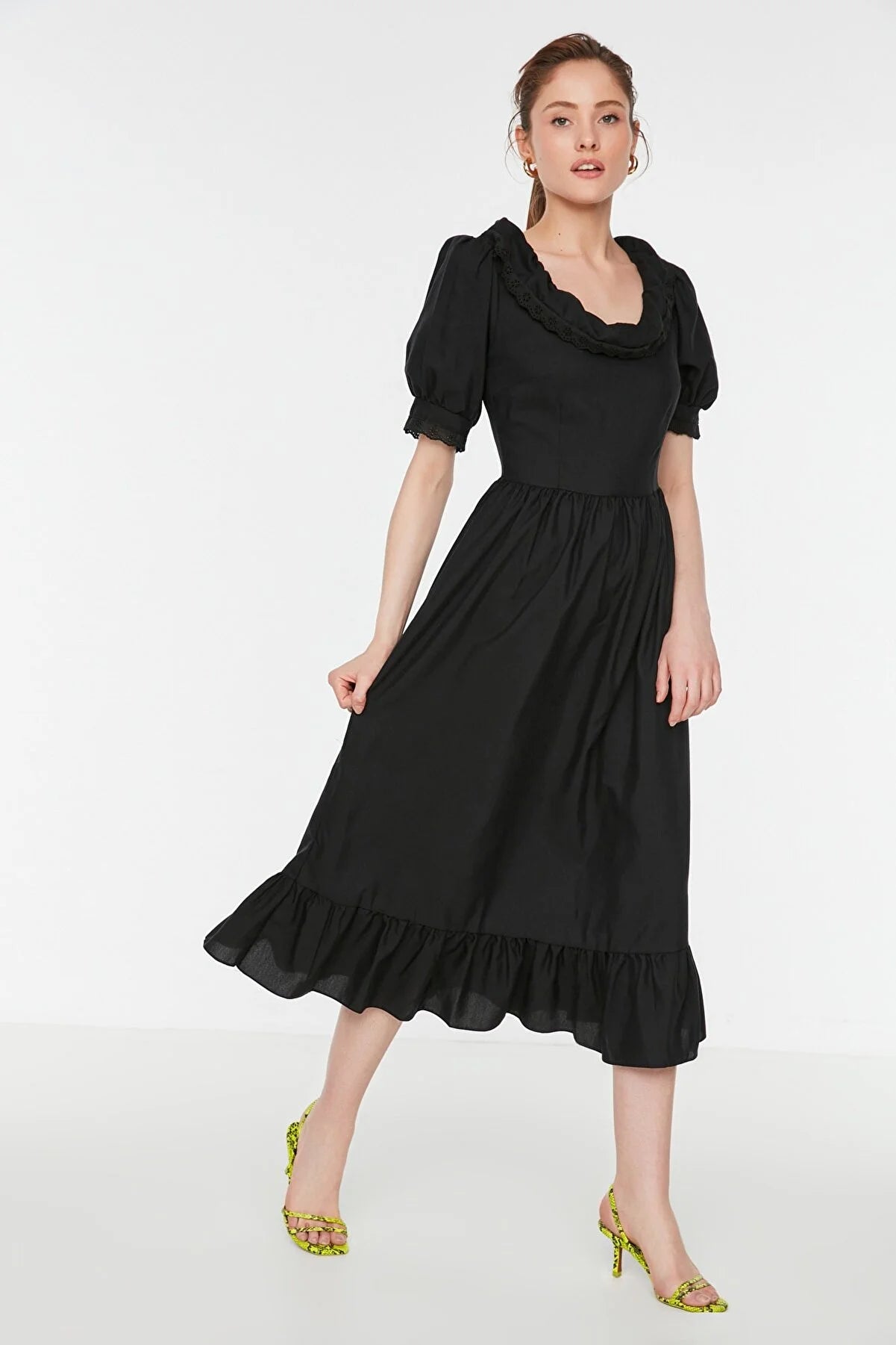 Black Embroidered Detailed Dress