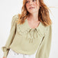 Green Collar Detailed Blouse