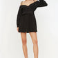 Black Belted Ruffle Dress