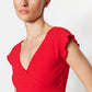 Red Ribbed Crop Knitted Blouse
