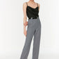 Gray High Waist Rib Stitched Trousers