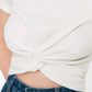 White Tie Detailed Crop Knitted Blouse