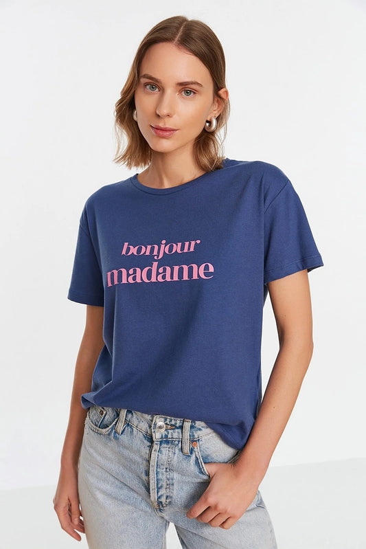 Printed Semi-fitted Knitted T-Shirt