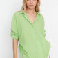 Green Pleated Woven Beach Shirt