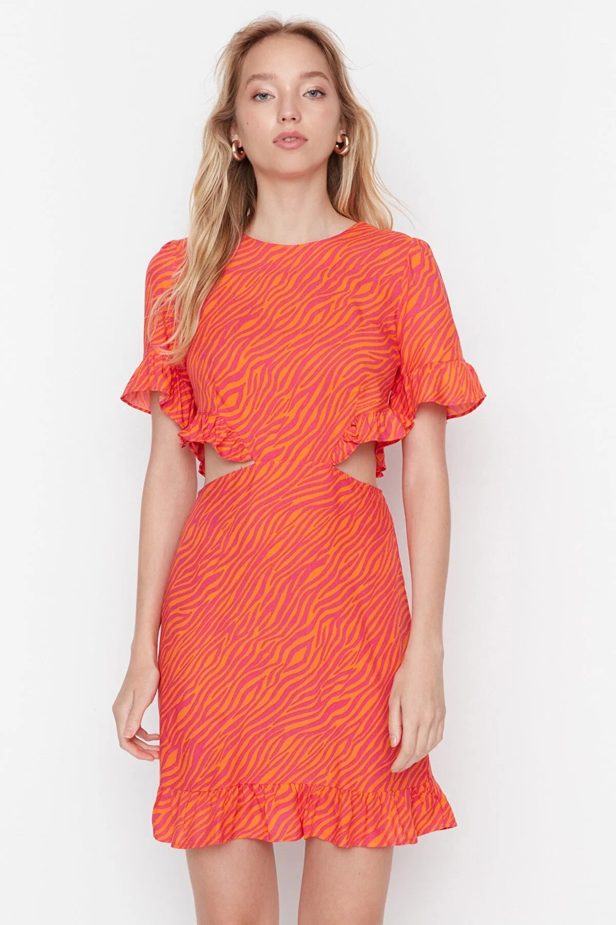 Orange Cut Out Detailed Dress