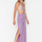 Lilac Linen Textured Slit Trousers