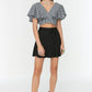 Black Skirt Look Ribbed Knitted Shorts & Bermuda