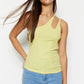Yellow One-Shoulder Corduroy Knitted Blouse