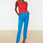 Red Ruffle Detailed Corduroy Knitted Singlet