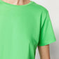 Green Single Jersey Crew Neck Crop Knitted T-Shirt