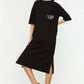 Black Embroidered Wide Cut Knitted Dress
