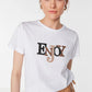 White Printed Basic Knitted T-Shirt