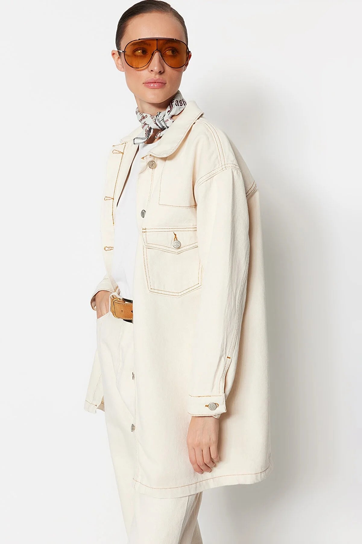 Ecru Pocket Denim Jeans Jacket