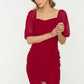 Claret Red Draped Dress