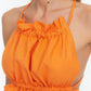 Orange Ruffle Detailed Linen Blend Blouse