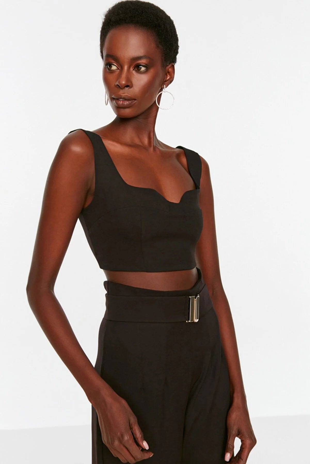 Black Collar Detailed Blouse