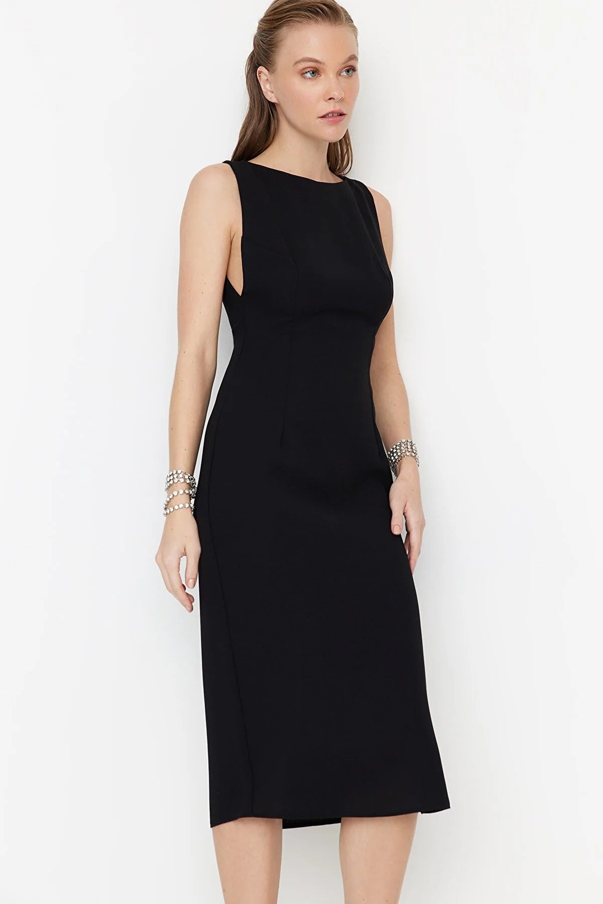 Black Button Detailed Dress