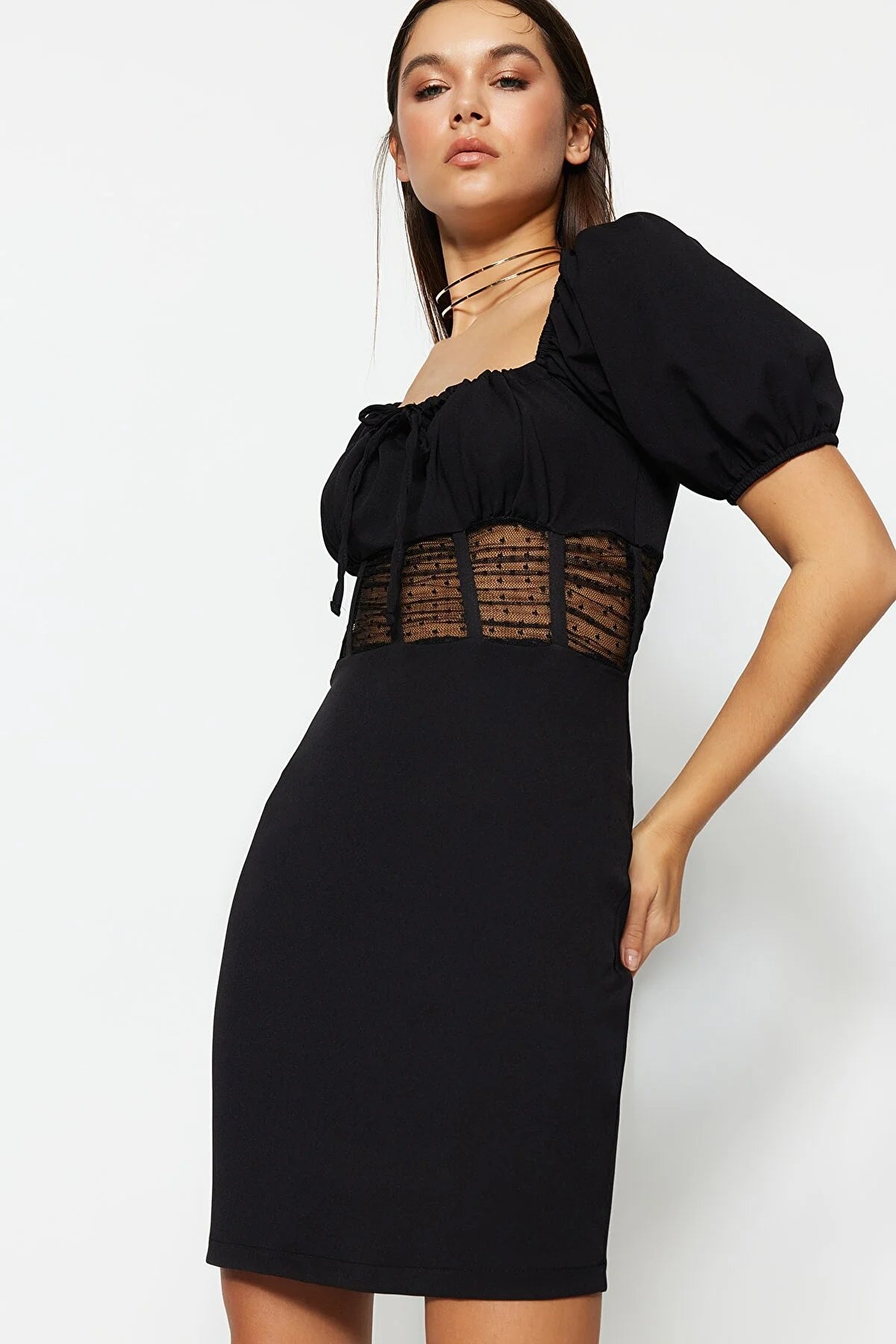 Black Waist Detailed Dress