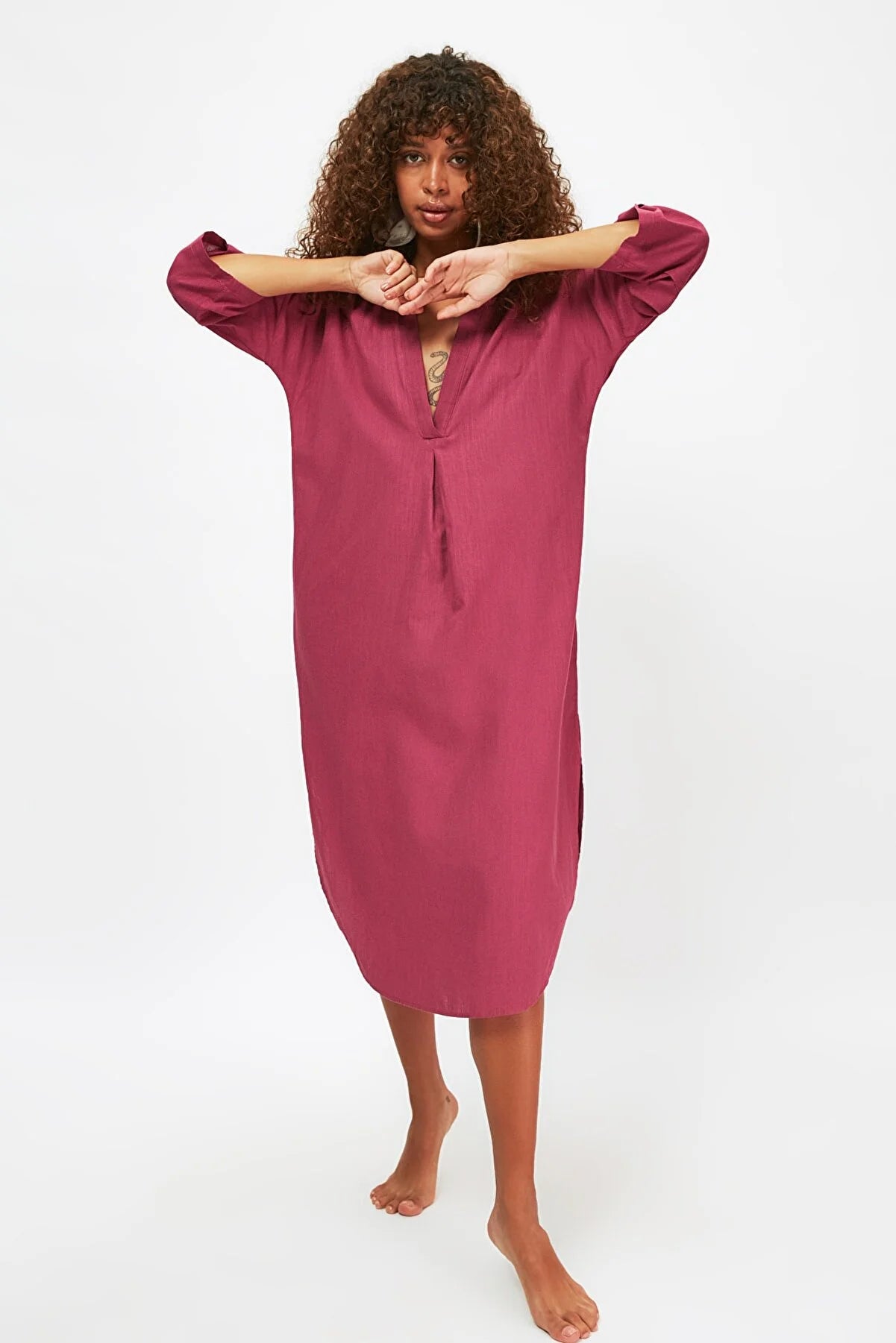 Plum Slit Detailed Beach Dress