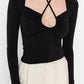 Black Collar Detailed Fitted Knitted Blouse