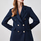 Navy Blue Button Detailed Oversize