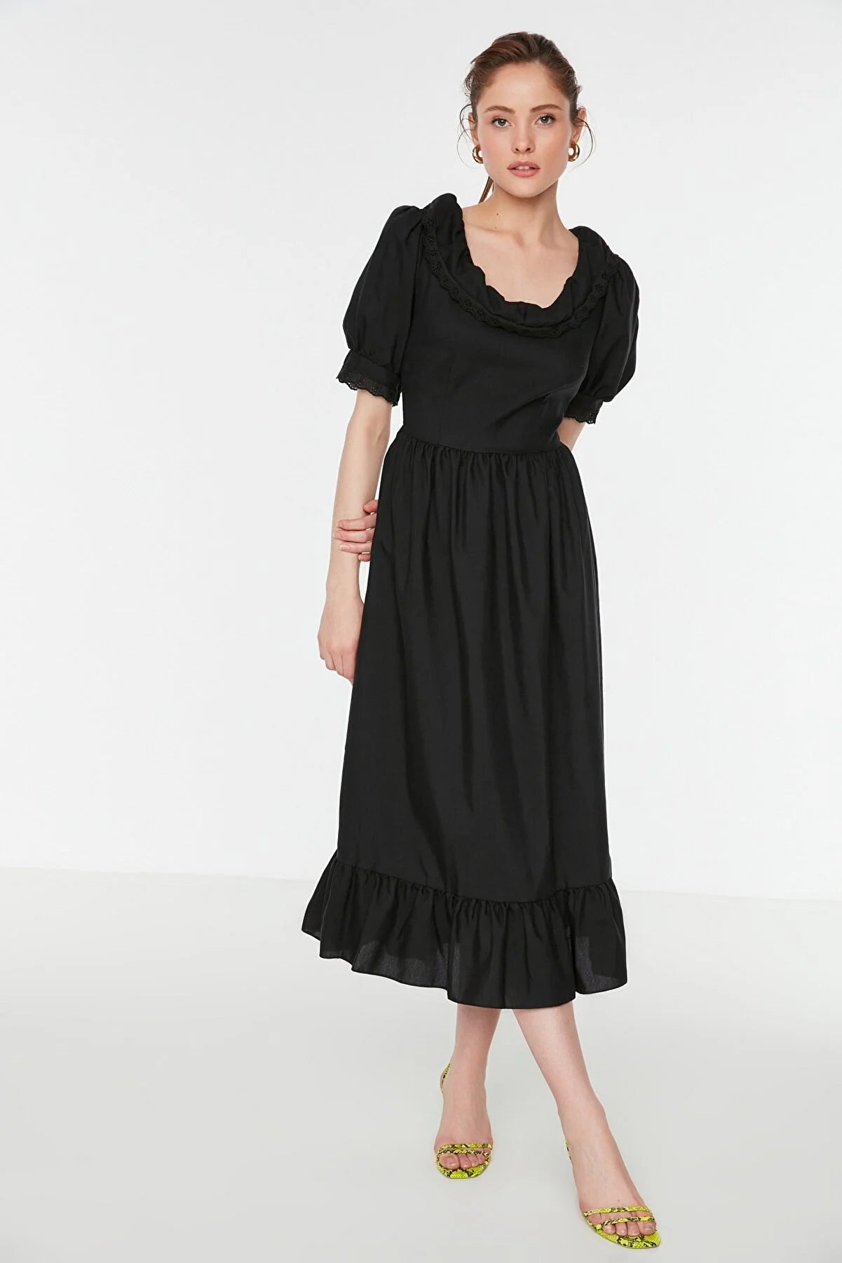 Black Embroidered Detailed Dress