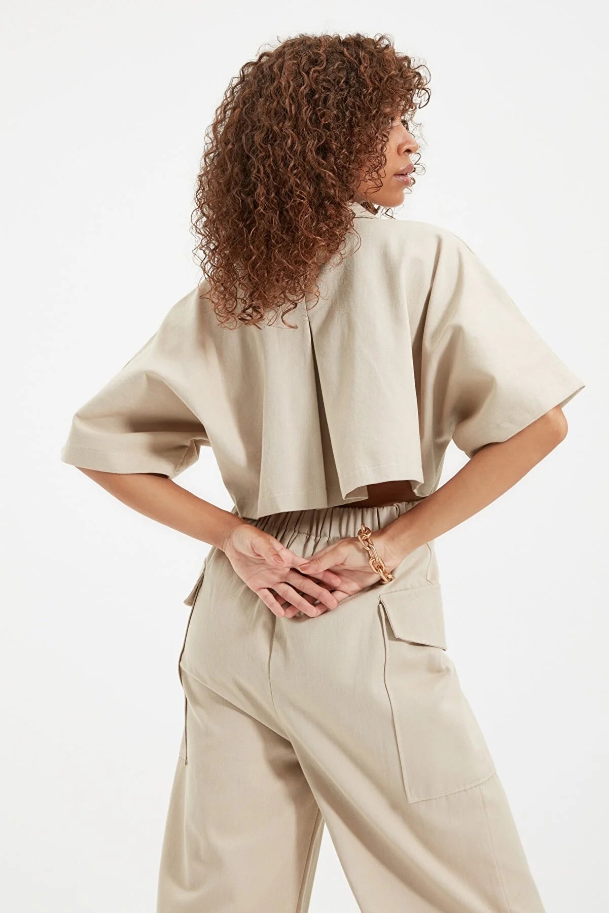 Mink Belted Buttoned Jumpsuit