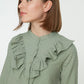 Q Green Ruffle Detailed Knit Collar