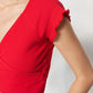 Red Ribbed Crop Knitted Blouse