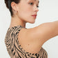 Camel Halter Collar Corduroy Knitted Blouse