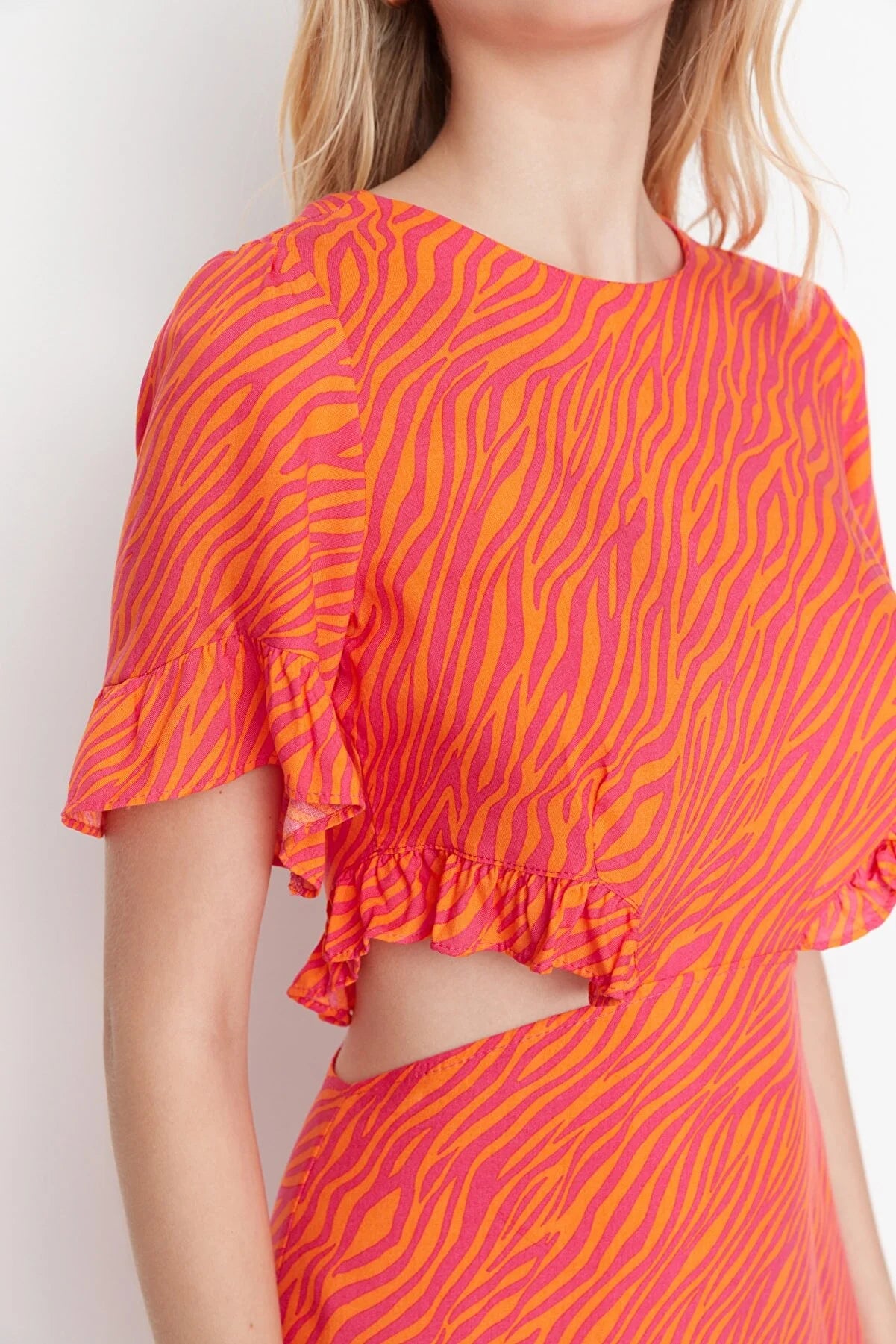 Orange Cut Out Detailed Dress