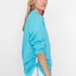 Turquoise Pleated Woven Beach Shirt