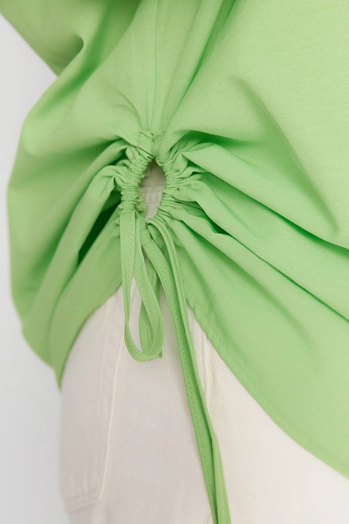 Green Pleated Woven Beach Shirt