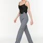 Gray High Waist Rib Stitched Trousers