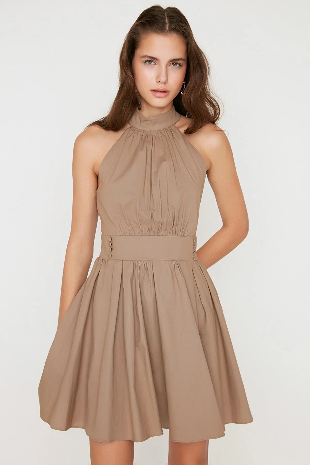 Taba Halter Neck Ruffle Dress