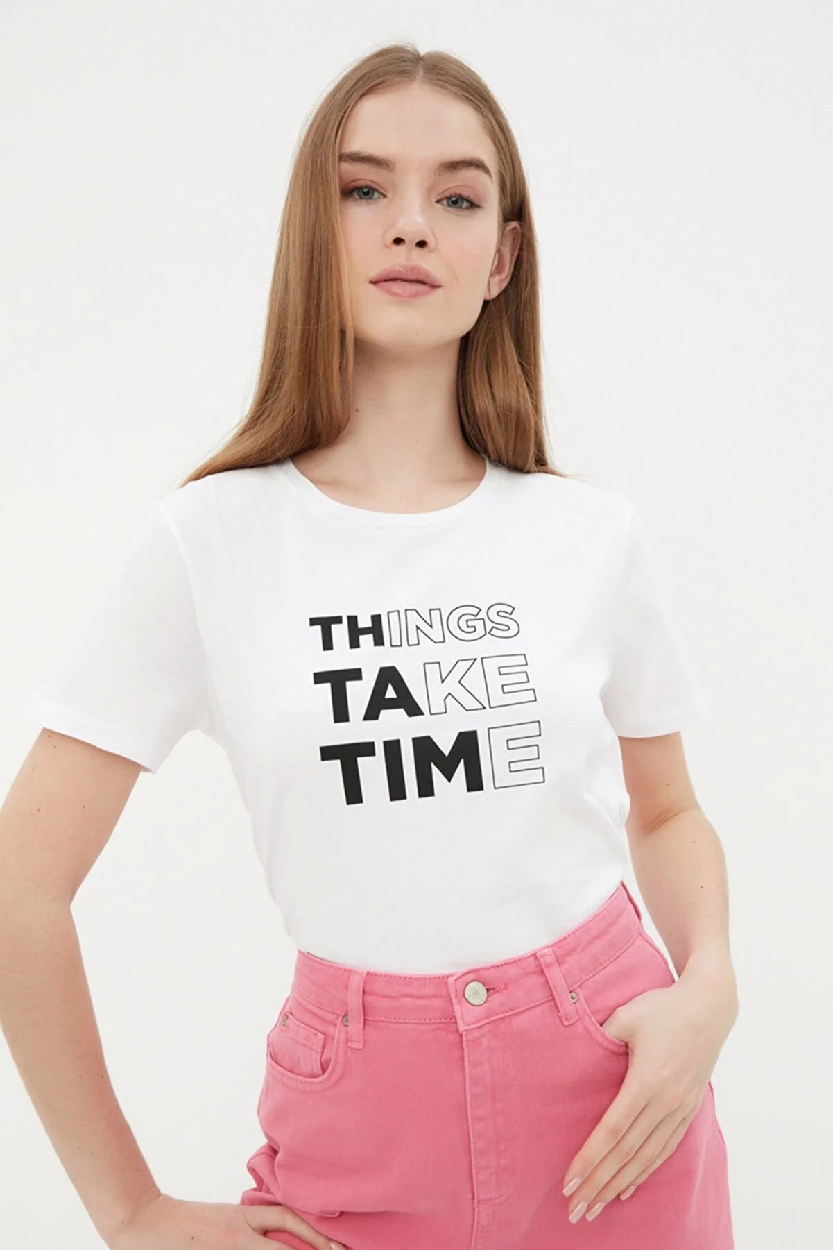 T-Shirt e thurur me stampa të bardha